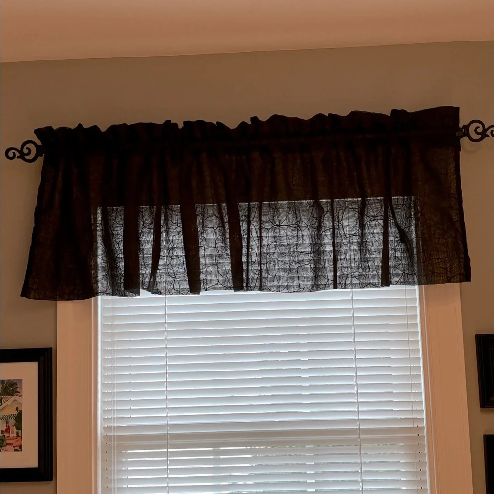 FREE* Black Sheer Window Valance. 76”